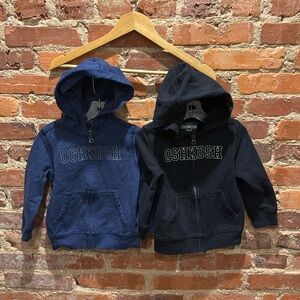 Oshkosh Sweatshirt Bundle, Hooded with zippers and pockets, 2T (Navy and Black